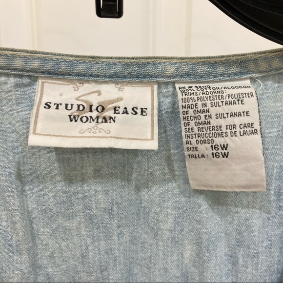 Vintage Demin Studio Ease Woman size 16 denim 2-pc set with summery embroidery - Picture 12 of 16